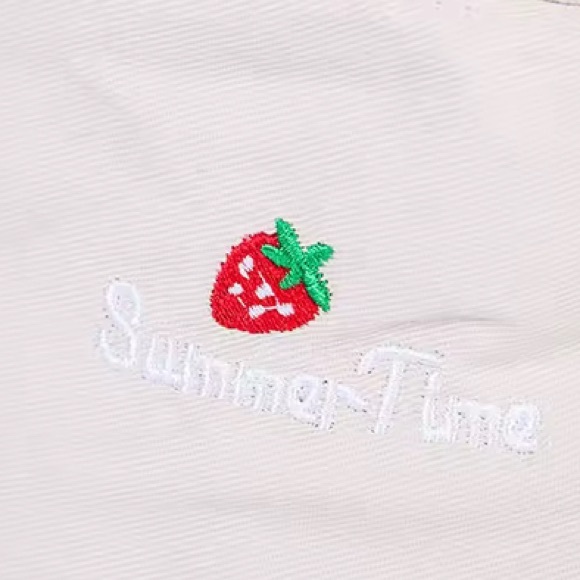 🍓ROMWE Cream “Summertime” Bucket Hat w/ Strawberry Detail (Adult Size)🍓 - Picture 2 of 2
